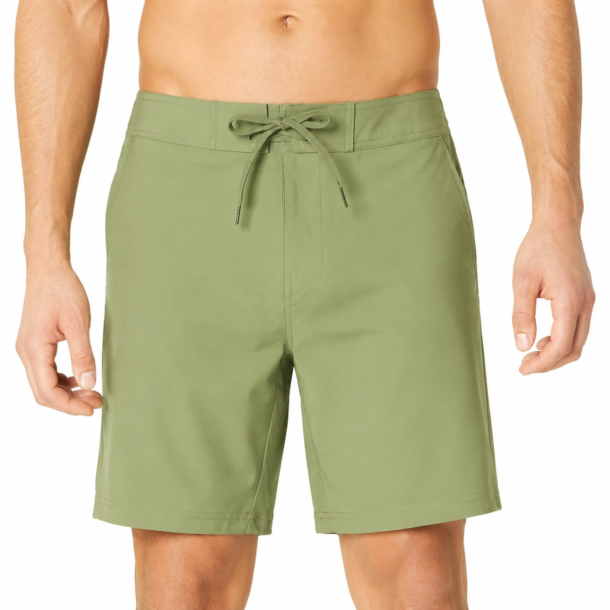 Herren Badeshorts Größe M aus Kunstfaser in Olivgrün mit Kordelzug