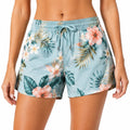 Damen Badeshorts Größe L aus Textil hellblau mit Blumenmuster für Strand
