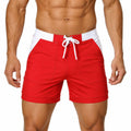 Herren Badeshorts XL Rot Weiß mit Kordelzug und Taschen