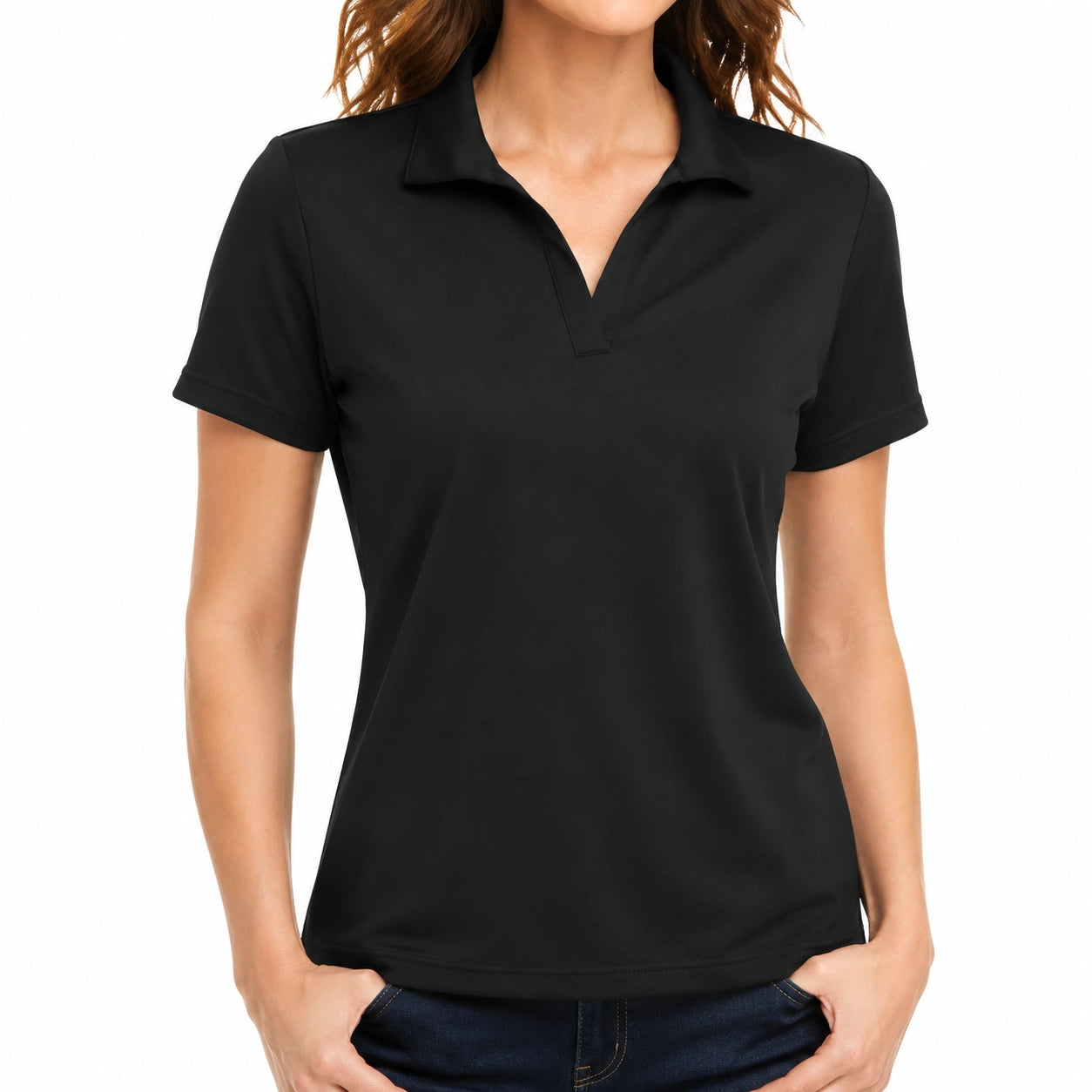 Damen Poloshirt Größe M Schwarz Kurzarm mit Polokragen
