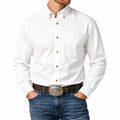 Herrenhemd Größe L Weiß Langarm Button-down Kragen Klassisch