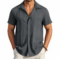 Herren Kurzarmhemd XL aus Textilgewebe Anthrazit mit Struktur und Brusttasche