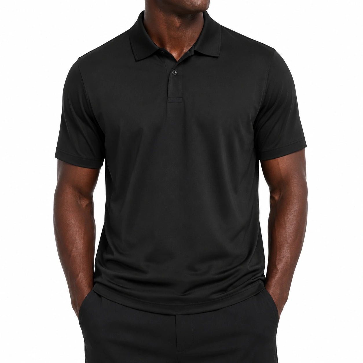 Herren Poloshirt M aus glattem Textil in Schwarz für Alltag und Sport klassisch