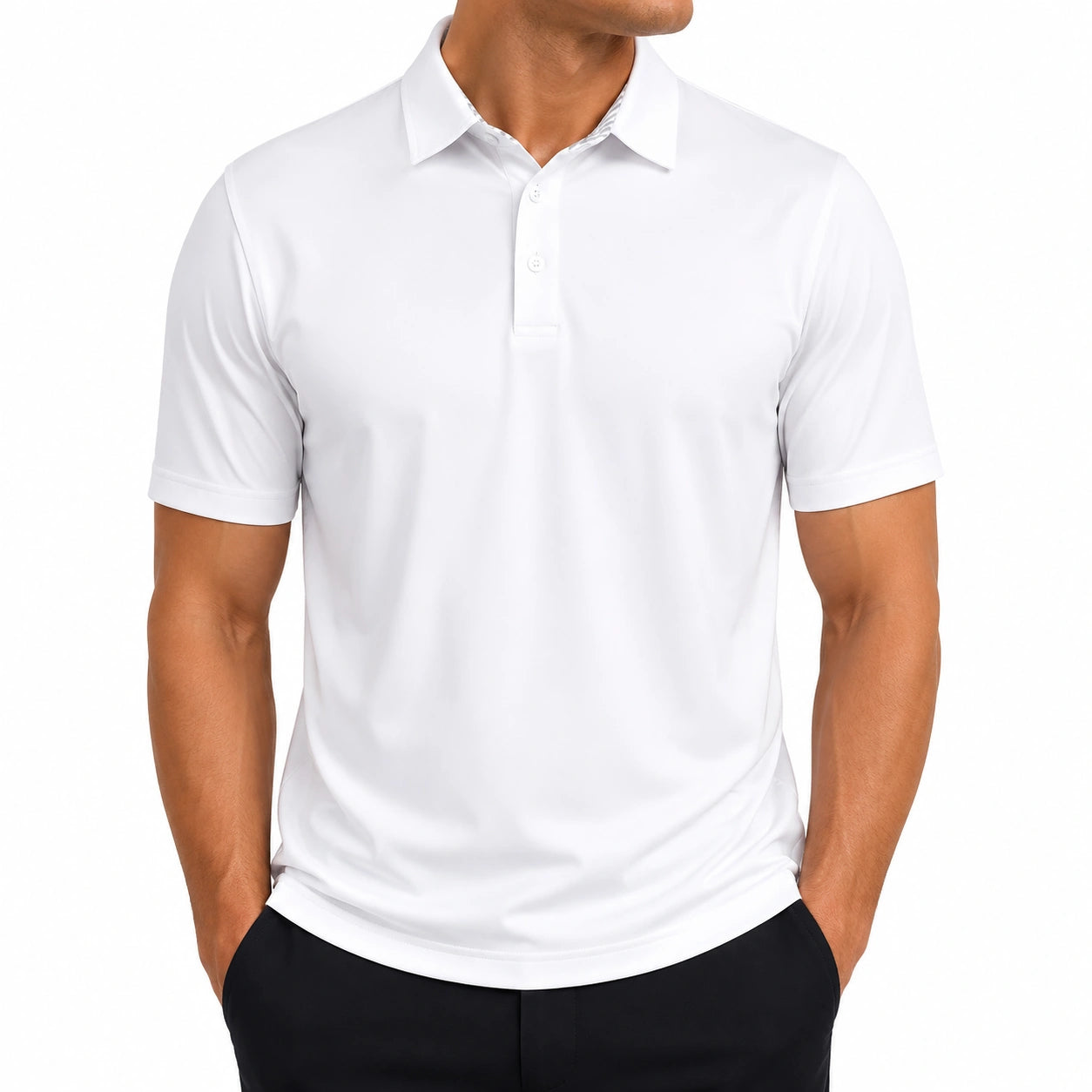 Herren Poloshirt L aus Textilgewebe Weiß kurzarm mit Polokragen