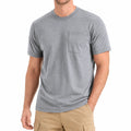 Herren T-Shirt Größe M Grau mit Brusttasche und Rundhalsausschnitt