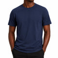 Herren T-Shirt Größe L aus glattem Textil Navyblau Kurzarm Freizeit