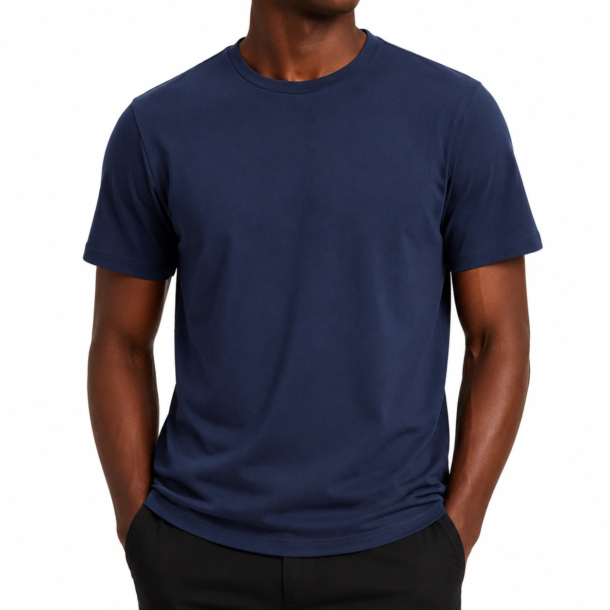 Herren T-Shirt Größe L aus glattem Textil Navyblau Kurzarm Freizeit