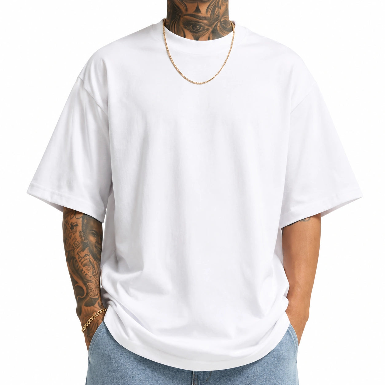 Herren T-Shirt XL Weiß aus Textil mit Oversize-Schnitt