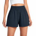 Damen Sportshorts Größe L aus Textil Dunkelblau mit elastischem Bund