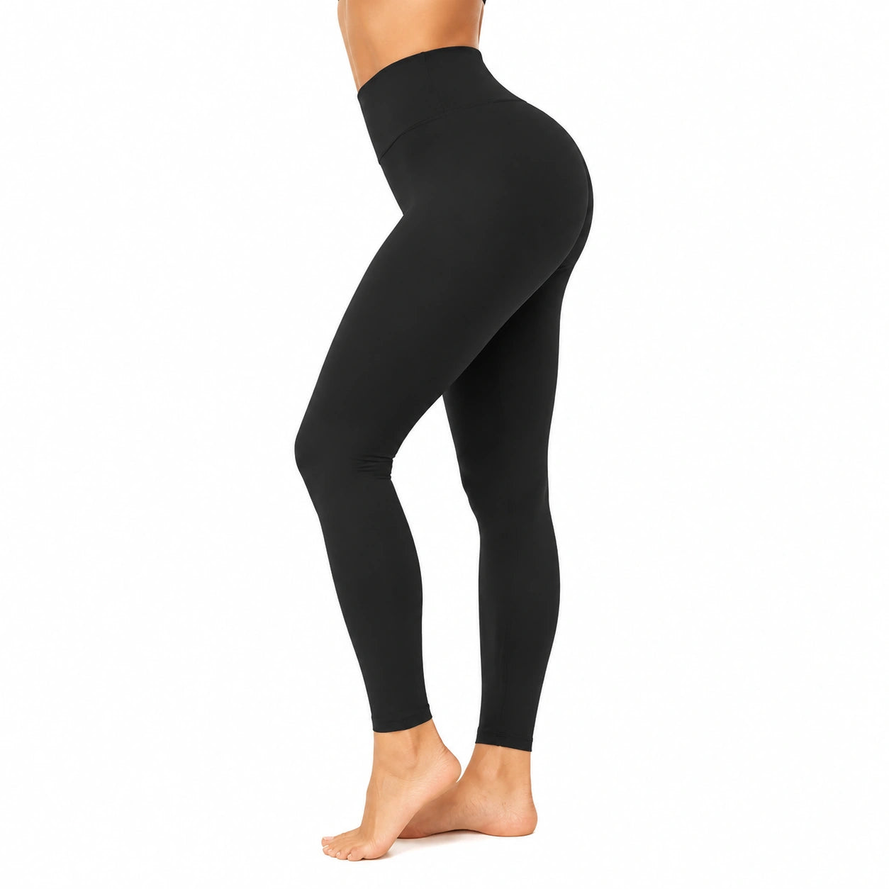 Damen Leggings Größe S aus elastischem Synthetikgewebe in Schwarz mit hohem Bund für Sport und Freizeit