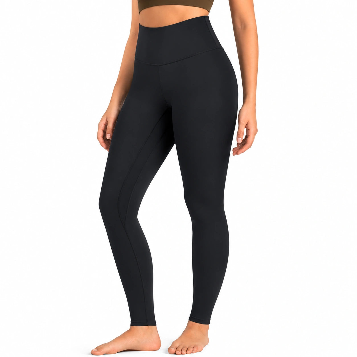 Sportleggings Größe M aus elastischem Synthetikmaterial Schwarz mit hohem Bund