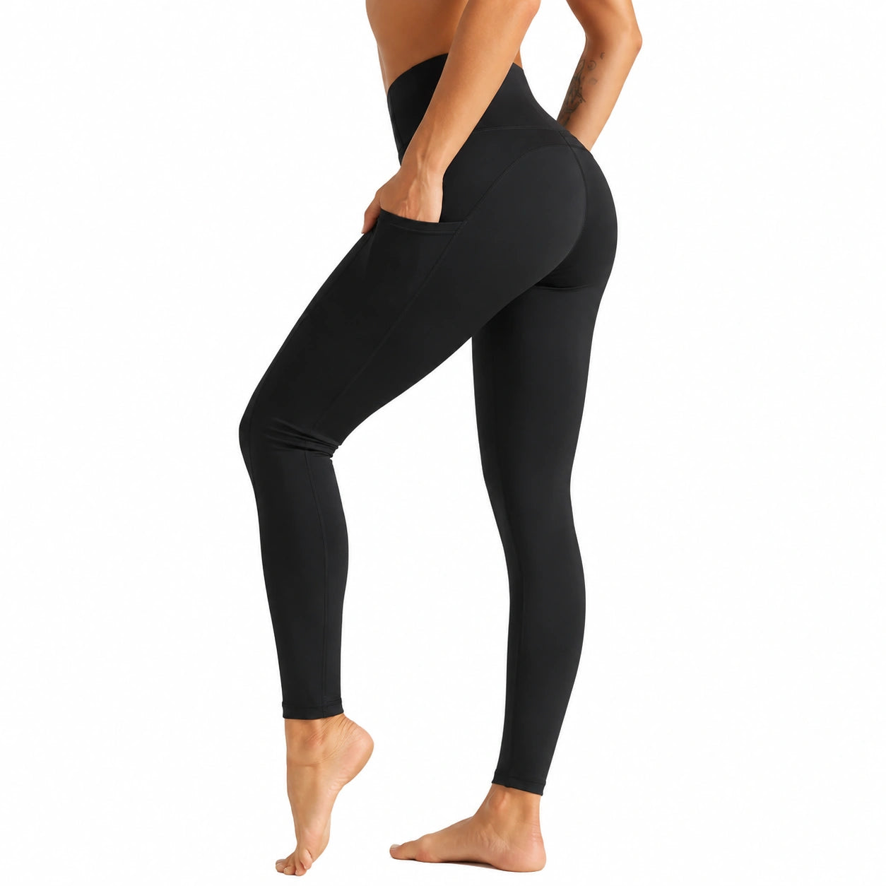 Damen Leggings Größe L aus elastischem Synthetikgewebe in Schwarz für Sport und Freizeit