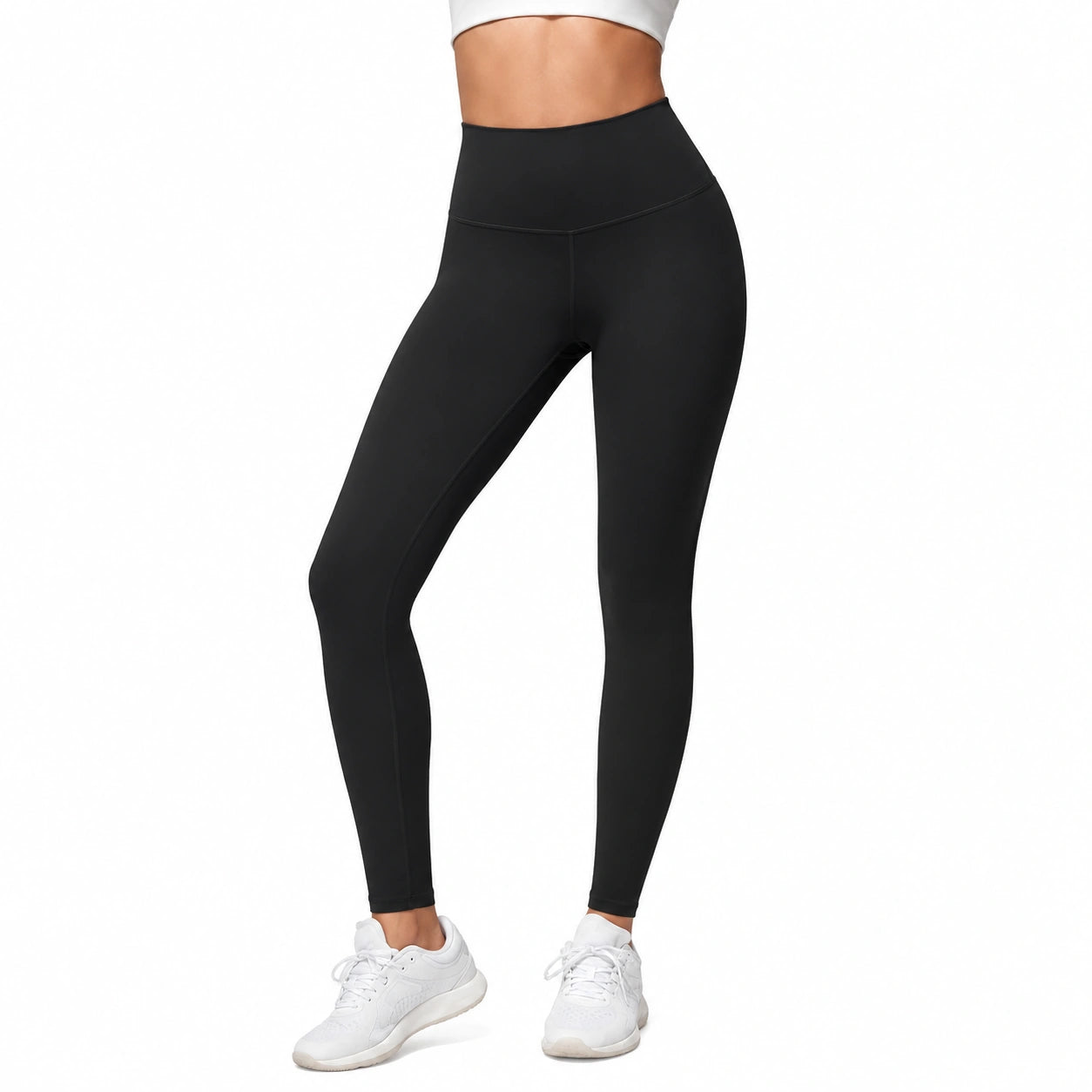 Damen Leggings Größe L aus elastischem Textil Schwarz mit hohem Bund für Sport